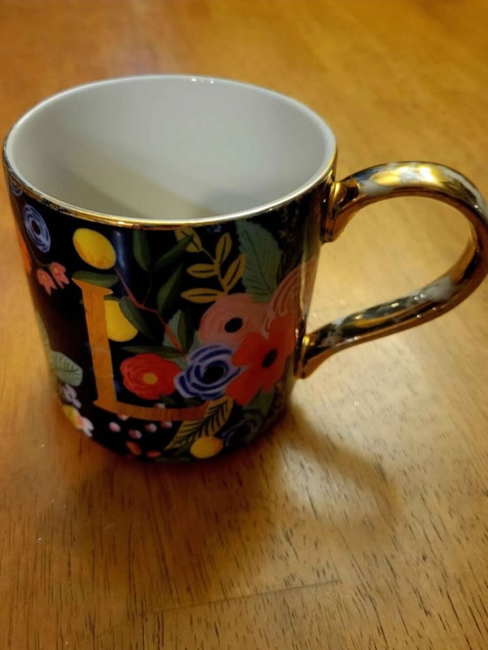 Rifle Paper Co. For Anthropologie Garden Party 'L' Monogram Mug